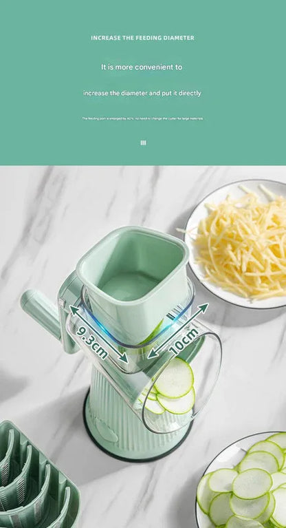 Multi-Function Rotary Vegetable Slicer & Grater - 5 Blade Types (10 Pcs Total) with Storage Box-green - Mekamart Australia