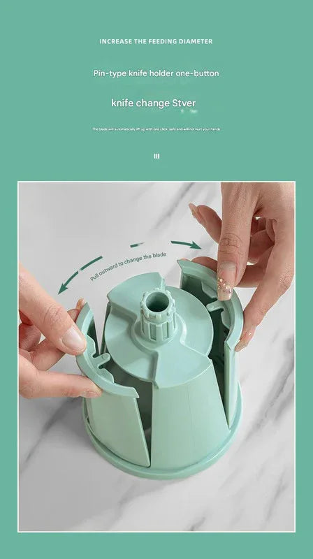 Multi-Function Rotary Vegetable Slicer & Grater - 5 Blade Types (10 Pcs Total) with Storage Box-green - Mekamart Australia