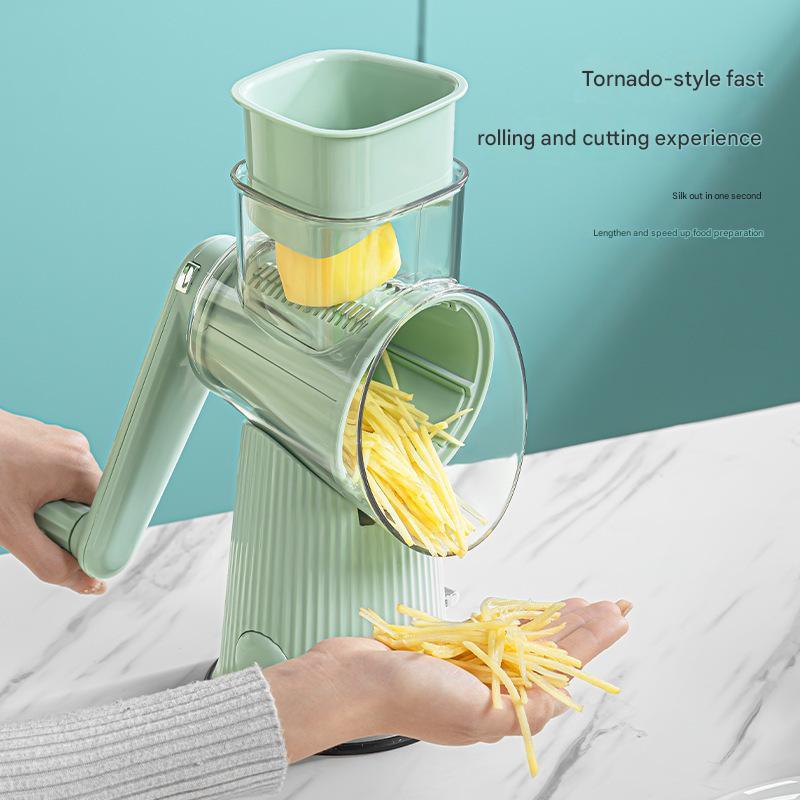 Multi-Function Rotary Vegetable Slicer & Grater - 5 Blade Types (10 Pcs Total) with Storage Box-white - Mekamart Australia