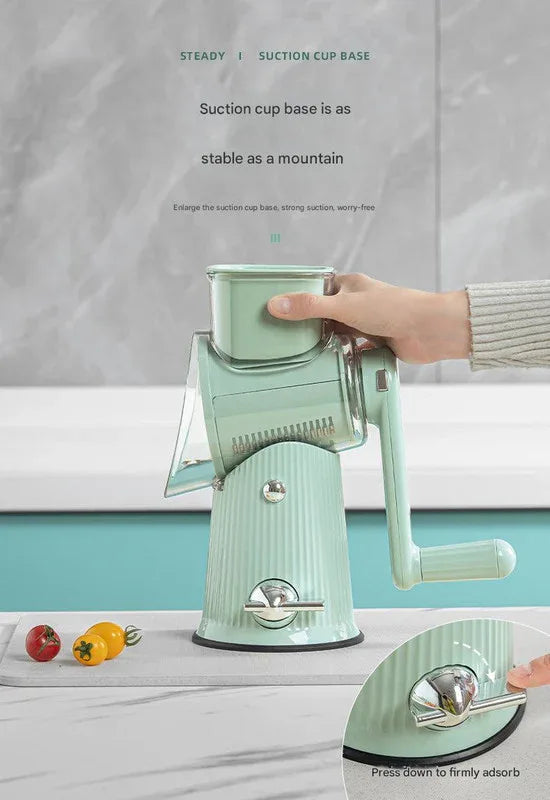 Multi-Function Rotary Vegetable Slicer & Grater - 5 Blade Types (10 Pcs Total) with Storage Box-white - Mekamart Australia