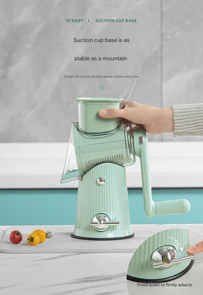 Multi-Function Rotary Vegetable Slicer & Grater - 5 Blade Types (10 Pcs Total) with Storage Box-white - Mekamart Australia