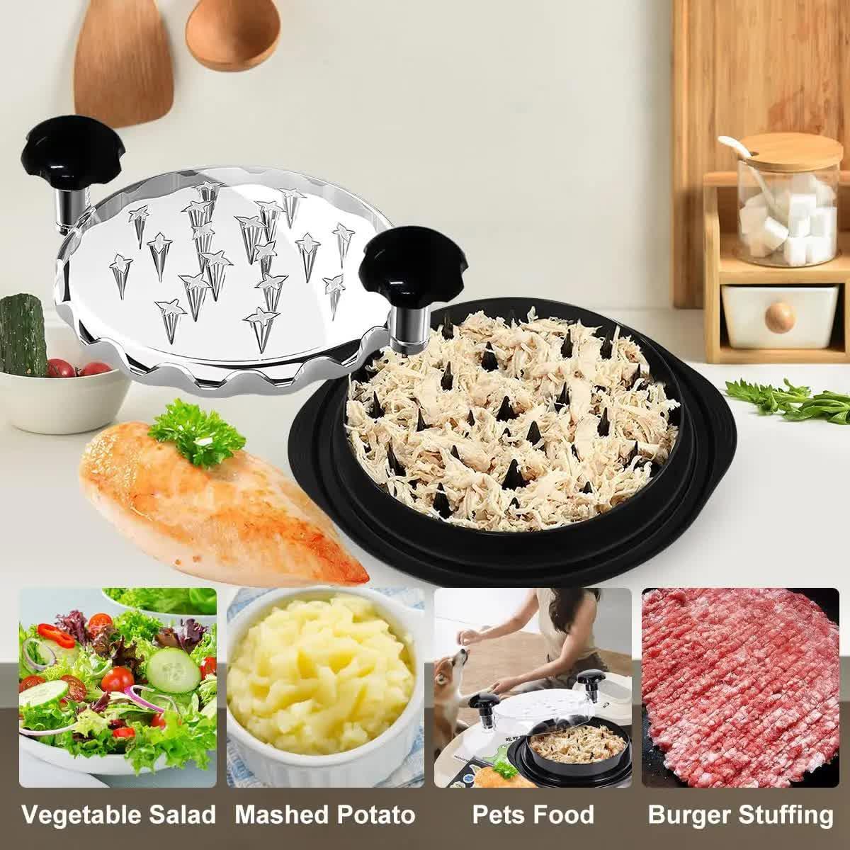 Upgraded Meat Shredder Tool - Rotating Chicken & Pork Puller with Anti-Slip Base & Ergonomic Grips(black) - Mekamart Australia