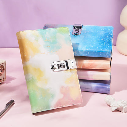 A5 Tie-Dye Journal with Combination Lock - 240 Pages, Soft Touch Cover Diary(Blue)