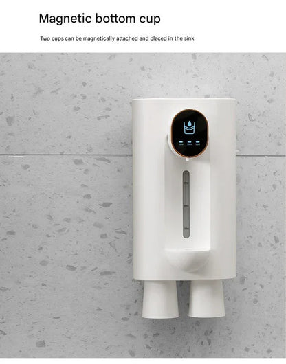Smart Automatic Mouthwash Dispenser - Wall-Mounted, 3 Adjustable Levels, LED Display & Magnetic Cups(white) - Mekamart Australia