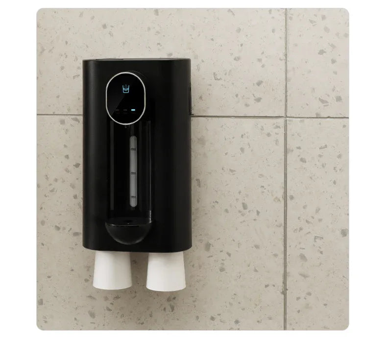 Smart Automatic Mouthwash Dispenser - Wall-Mounted, 3 Adjustable Levels, LED Display & Magnetic Cups(Black) - Mekamart Australia