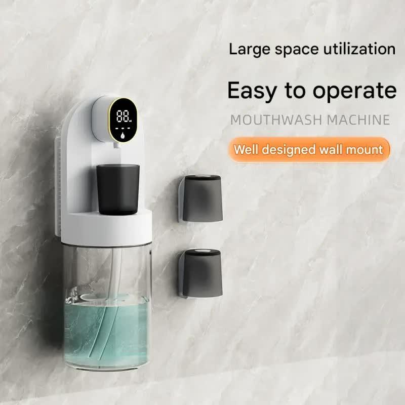 Smart Automatic Mouthwash Dispenser - 4 Adjustable Levels, LED Display, 2000mAh Battery & Magnetic Cups(white) - Mekamart Australia