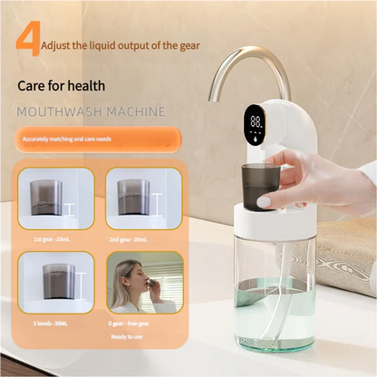 Smart Automatic Mouthwash Dispenser - 4 Adjustable Levels, LED Display, 2000mAh Battery & Magnetic Cups(white) - Mekamart Australia