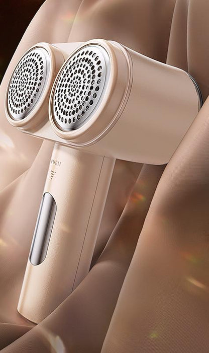 Dual-Head Electric Lint Remover - USB-C Rechargeable, LED Display, 7-Size Honeycomb Mesh(Yellow) - Mekamart Australia