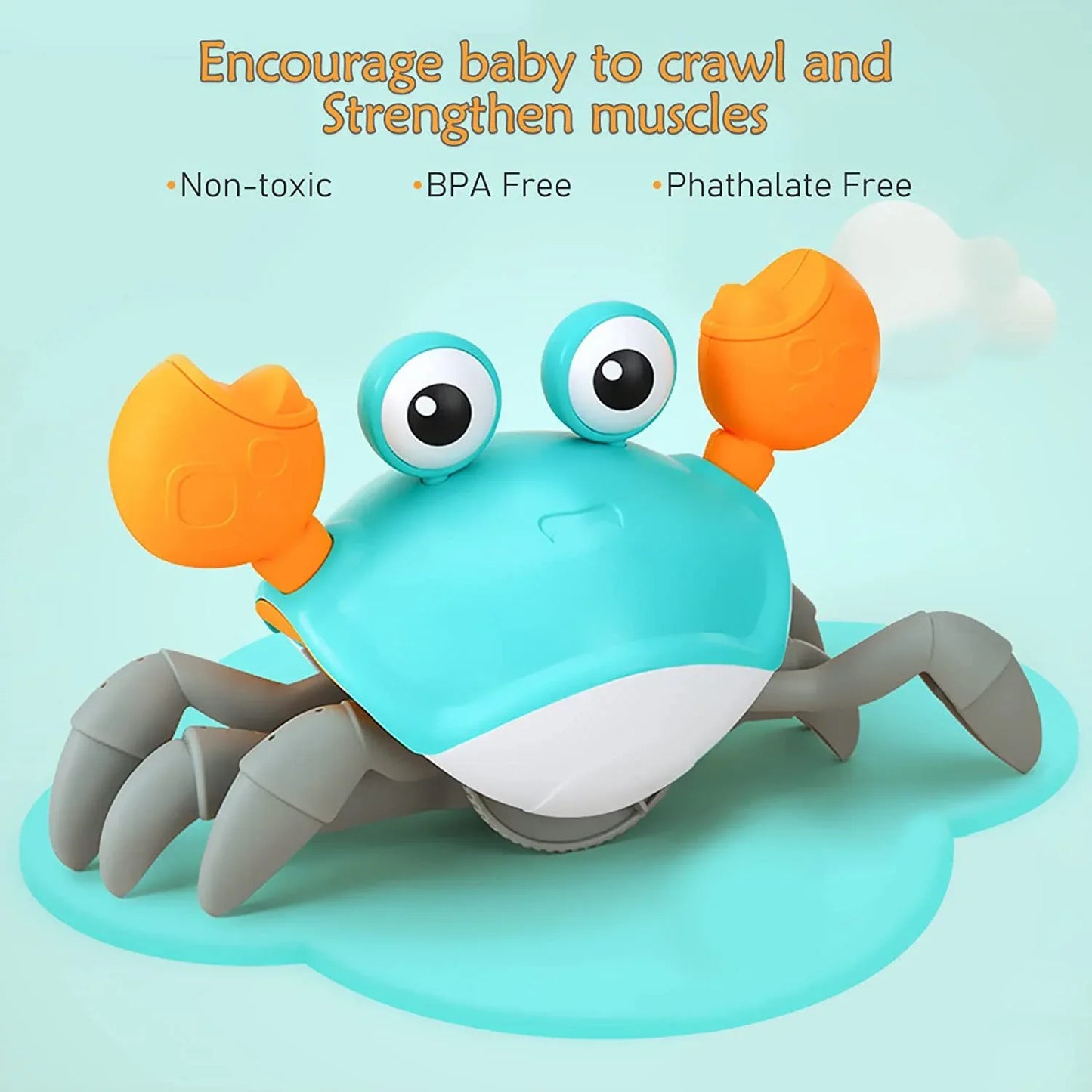 Interactive Crawling Crab Baby Toy with Music, Lights & Obstacle Avoidance(green) - Mekamart Australia