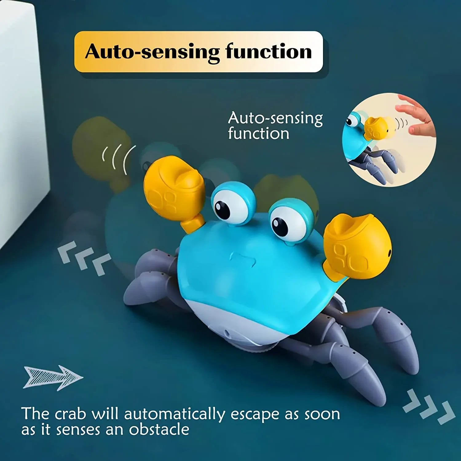 Interactive Crawling Crab Baby Toy with Music, Lights & Obstacle Avoidance(Orange) - Mekamart Australia