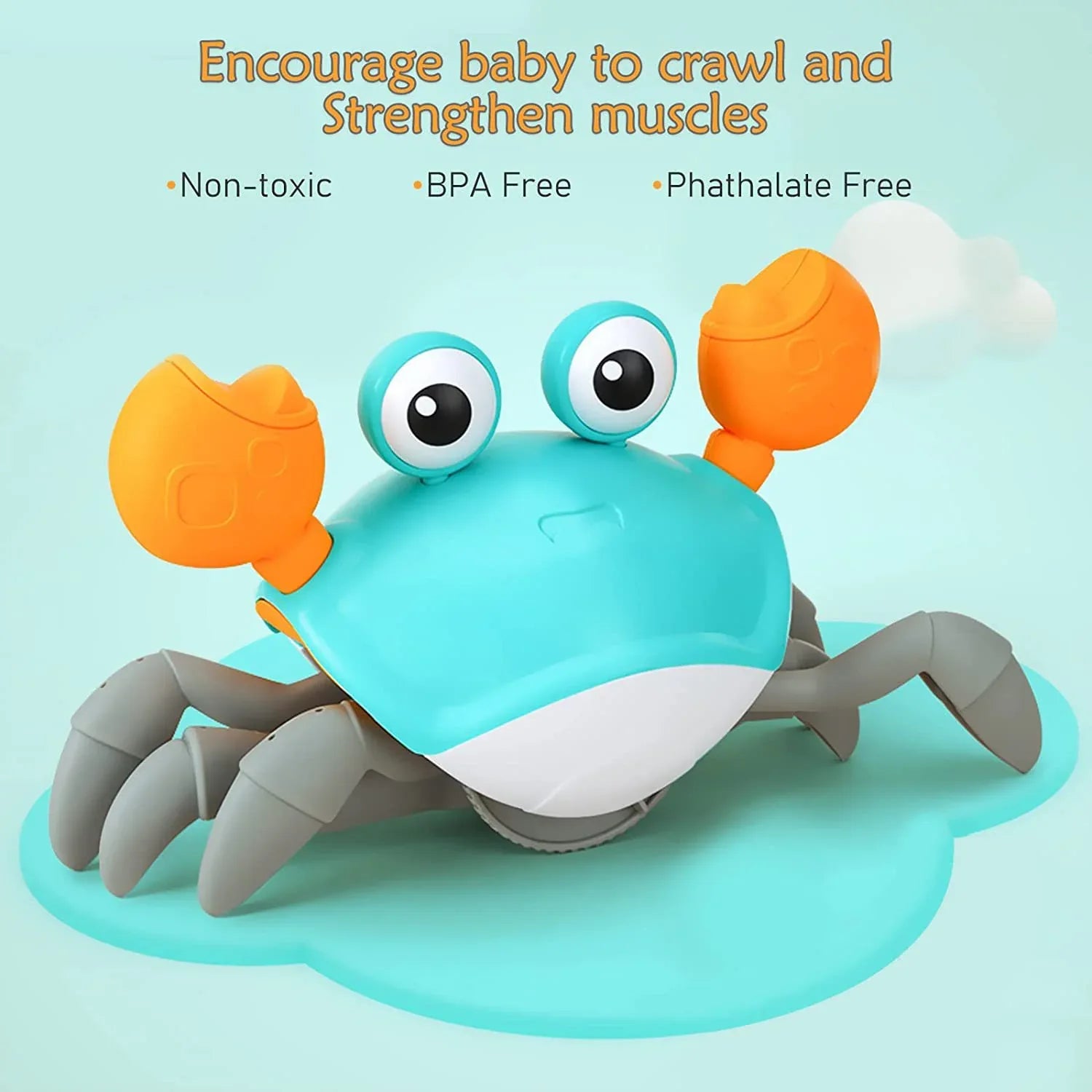 Interactive Crawling Crab Baby Toy with Music, Lights & Obstacle Avoidance(Pink) - Mekamart Australia