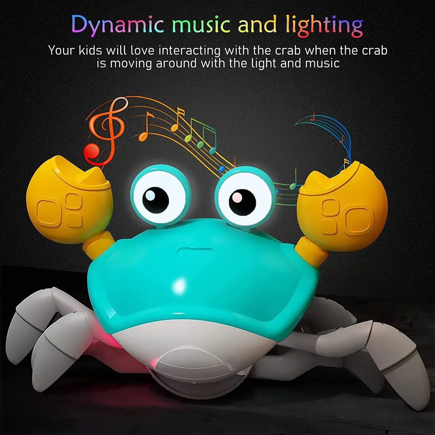 Interactive Crawling Crab Baby Toy with Music, Lights & Obstacle Avoidance(Pink) - Mekamart Australia