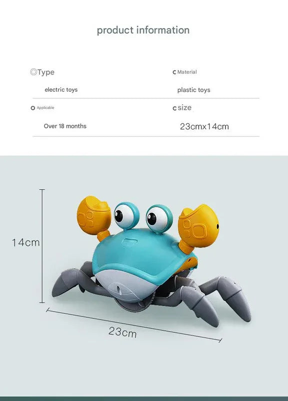 Interactive Crawling Crab Baby Toy with Music, Lights & Obstacle Avoidance(Pink) - Mekamart Australia