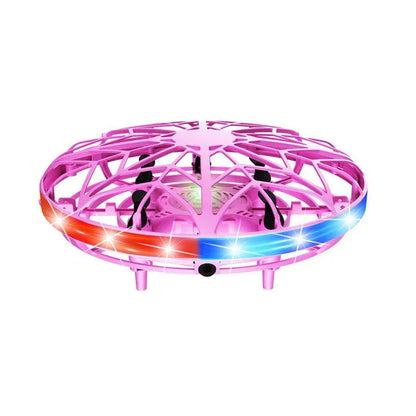 Hand-Controlled UFO Mini Drone with LED Lights & Obstacle Avoidance(pink) - Mekamart Australia