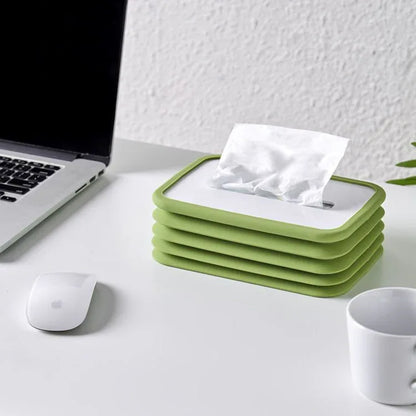 2-pcs Green Silicone Tissue Box Holder - Automatic Self-Lowering Dispenser - Mekamart Australia