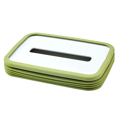 2-pcs Green Silicone Tissue Box Holder - Automatic Self-Lowering Dispenser - Mekamart Australia