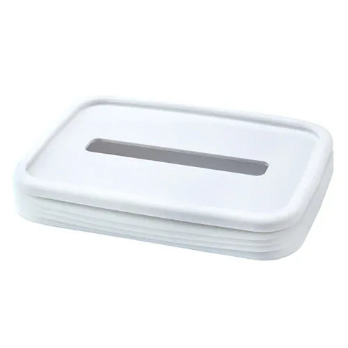 2-pcs White Silicone Tissue Box Holder - Automatic Self-Lowering Dispenser - Mekamart Australia