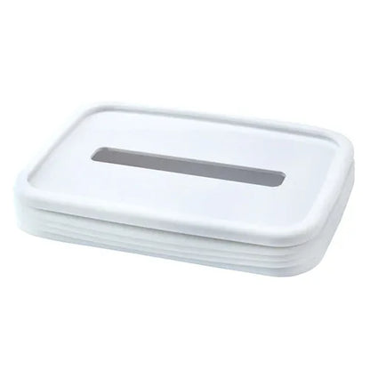2-pcs White Silicone Tissue Box Holder - Automatic Self-Lowering Dispenser - Mekamart Australia