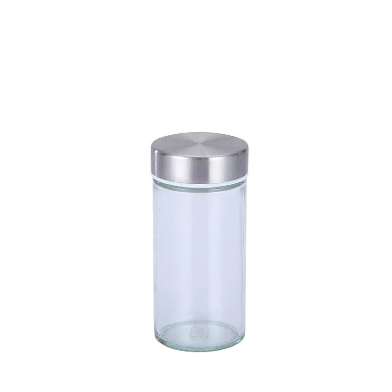 Modern stainless steel square spice revolving rack with 12 (88 ml each) empty glass jars - Mekamart Australia