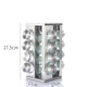 Modern stainless steel square spice revolving rack with 16 (88 ml each) empty glass jars - Mekamart Australia