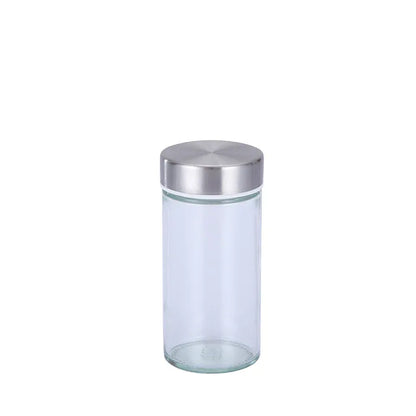 Modern stainless steel square spice revolving rack with 16 (88 ml each) empty glass jars - Mekamart Australia