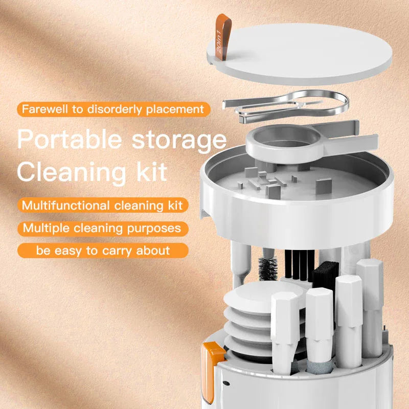 White 20-in-1 Electronics Cleaning Kit - Keyboard, Earphone, Camera, Laptop Cleaner Set - Mekamart Australia