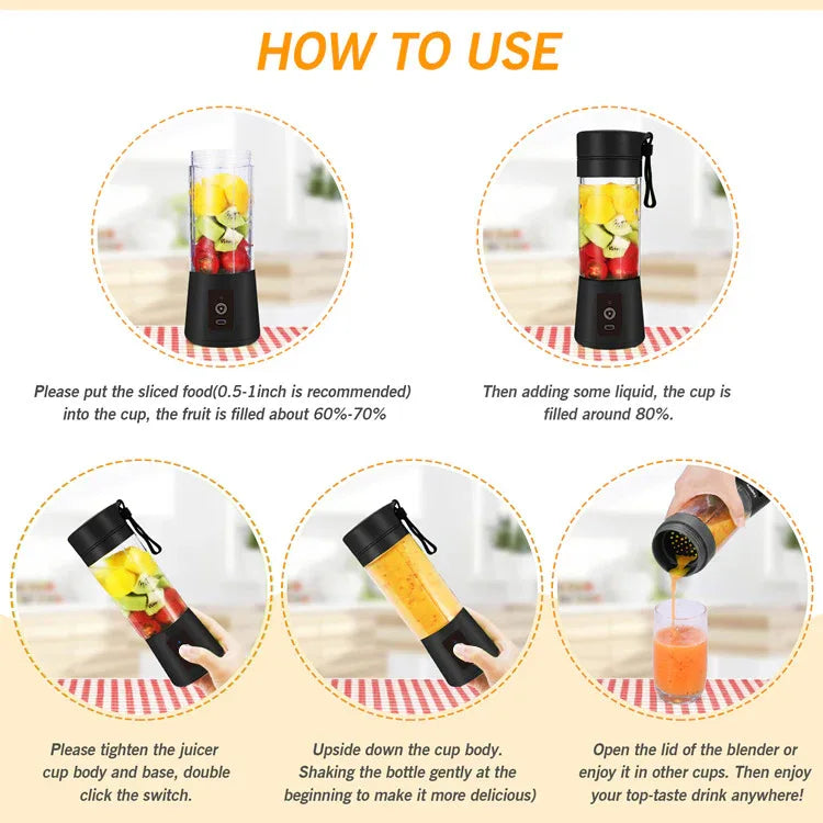 Red Portable Blender USB Rechargeable - Personal Size Smoothie Maker On The Go - Mekamart Australia