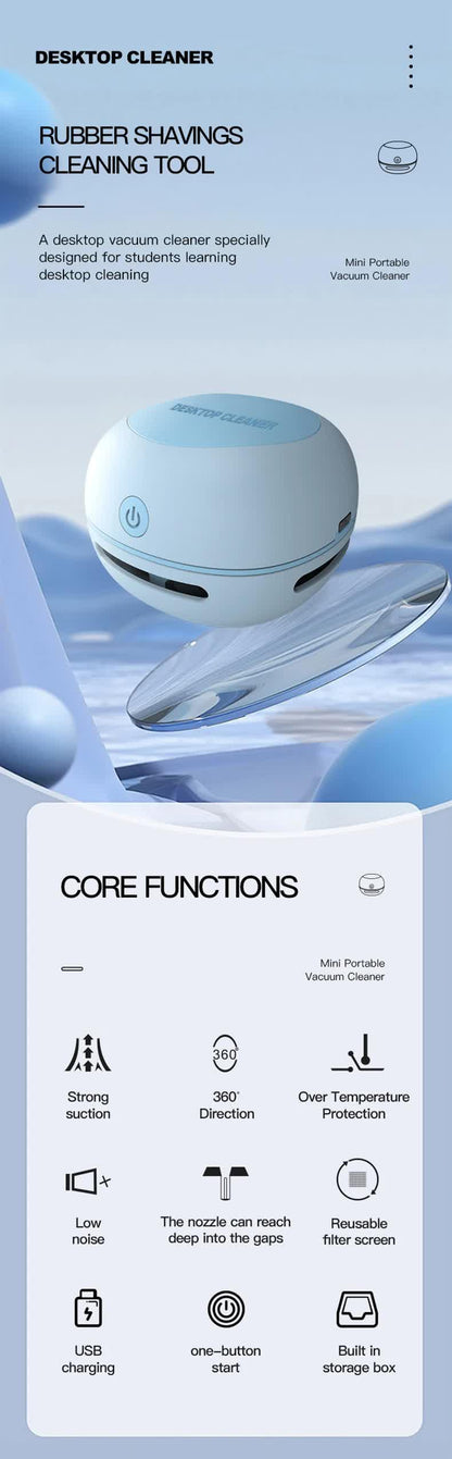 Blue Cordless Tabletop Crumb Sweeper - USB Rechargeable Mini Vacuum for Desk - Mekamart Australia