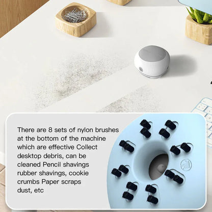 White Cordless Tabletop Crumb Sweeper - USB Rechargeable Mini Vacuum for Desk - Mekamart Australia