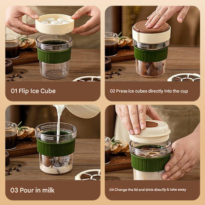 2-in-1 Ice Cube Maker Tumbler - Portable Cup with Integrated Silicone Ice Tray & Lid (1 cup + 1 ice tray) - Mekamart Australia