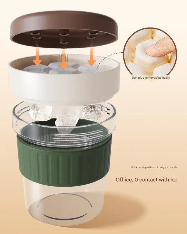 2-in-1 Ice Cube Maker Tumbler - Portable Cup with Integrated Silicone Ice Tray & Lid (1 cup + 1 ice tray) - Mekamart Australia
