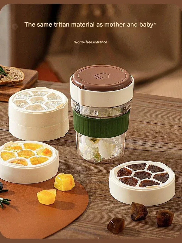 2-in-1 Ice Cube Maker Tumbler - Portable Cup with Integrated Silicone Ice Tray & Lid (1 cup + 3 ice tray) - Mekamart Australia
