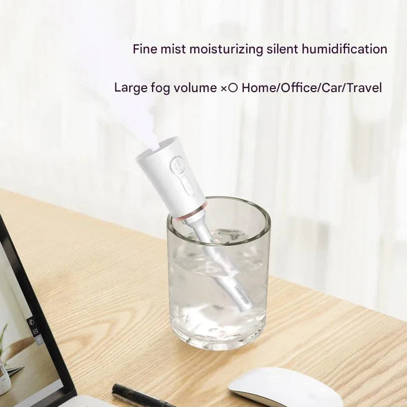 White 2 in 1 Cool Mist Humidifier and Facial Moisturizer - USB Rechargeable Portable Nano Sprayer - Mekamart Australia