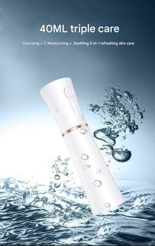 White 2 in 1 Cool Mist Humidifier and Facial Moisturizer - USB Rechargeable Portable Nano Sprayer - Mekamart Australia