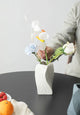 White Abstract Twisted Ceramic Vase - Artistic Minimalist Flower Holder for Home Decor (20x10x10cm) - Mekamart Australia