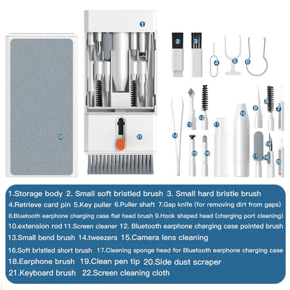 Black 22-in-1 Electronics Cleaning Kit - for Keyboards, Airpods, Laptops, Cell Phones, Cameras - Mekamart Australia