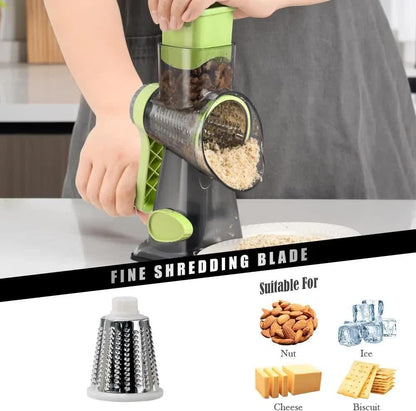 Blue Rotary Cheese Grater & Vegetable Slicer - Manual Shredder with 3 Interchangeable Drums - Mekamart Australia