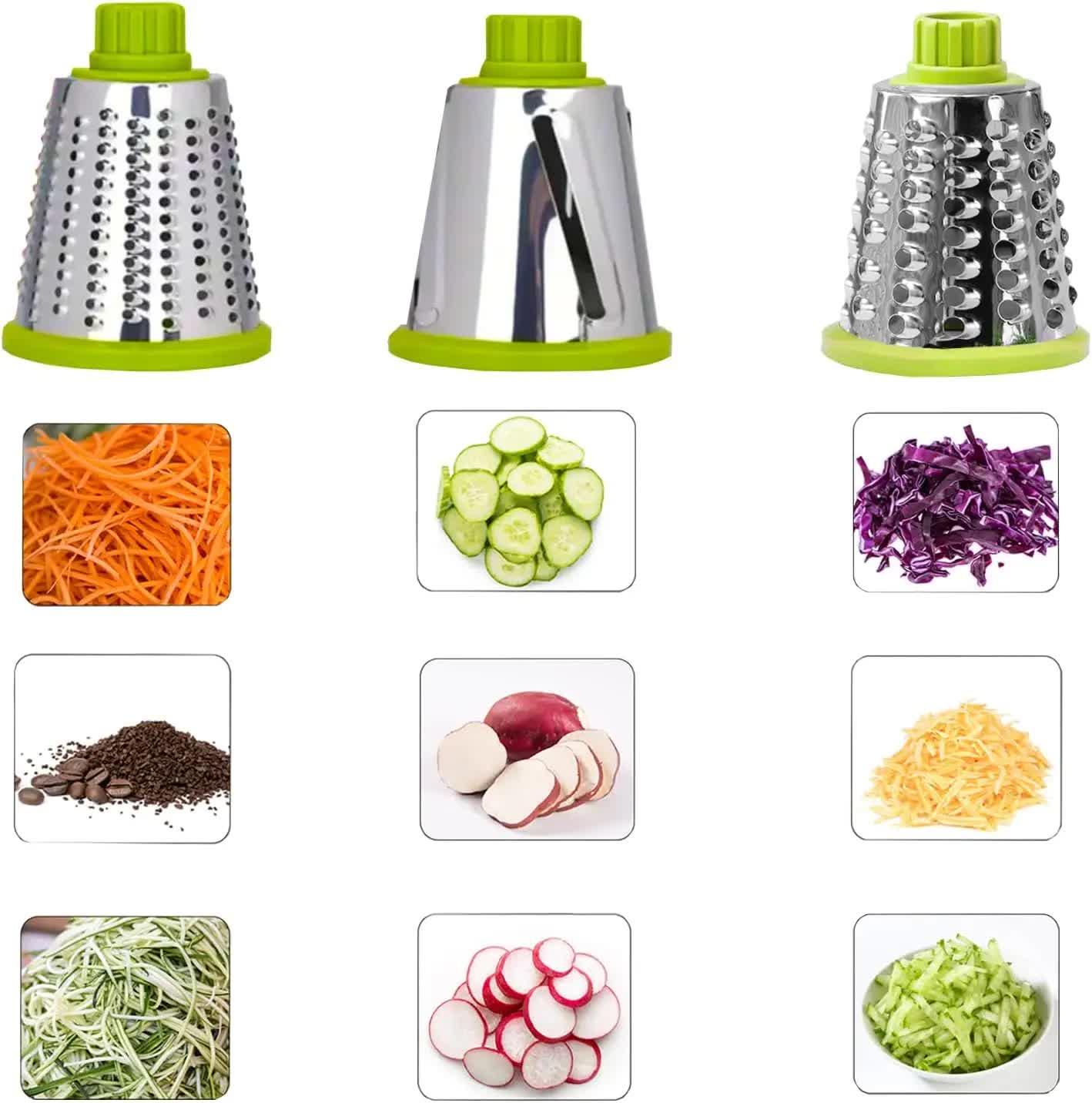 Blue Rotary Cheese Grater & Vegetable Slicer - Manual Shredder with 3 Interchangeable Drums - Mekamart Australia