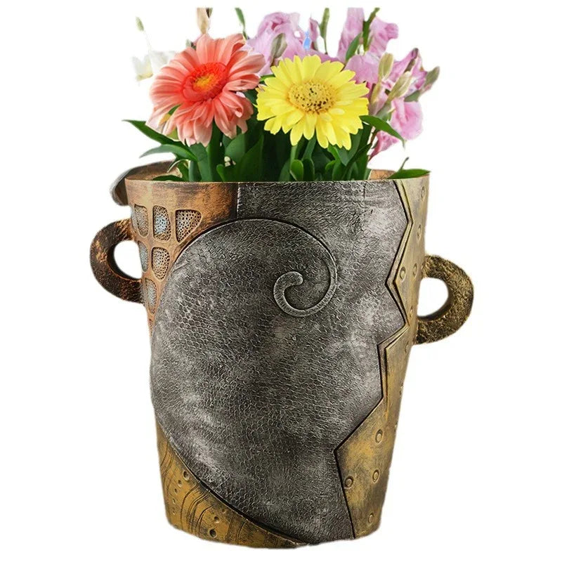Abstract Face Planter Pot - Artistic Resin Decor for Succulents & Plants (Antique Style - 12.5*12*9CM) - Mekamart Australia