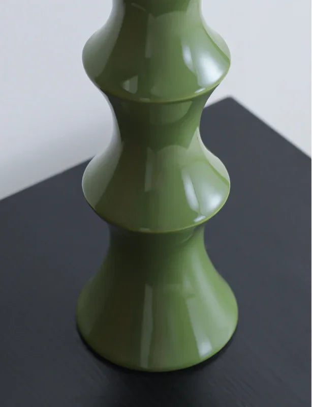Glossy GreenCeramic Vase - Unique Bamboo-Look Design (25.5x9x7cm) - Mekamart Australia