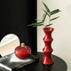 Glossy Red Ceramic Vase - Unique Bamboo-Look Design (25.5x9x7cm) - Mekamart Australia