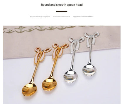 Elegant Swan Base Spoon Holder Set with 6 Coffee/Dessert Spoons(Gold and white spoon) - Mekamart Australia