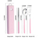 2 - pcs Pink Reusable Travel Utensil Set with Case - 304 Stainless Steel Spoon, Fork & Chopsticks - Mekamart Australia