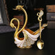 Gold Elegant Double Swan Cutlery Holder Set with 6pcs Spoons - Mekamart Australia