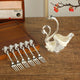 Silver Elegant Double Swan Cutlery Holder Set with 6pcs Fork - Mekamart Australia