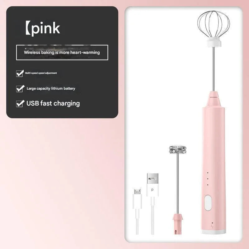Green Cordless Drink Mixer & Egg Beater with 2 Whisk Heads - USB Powered - Mekamart Australia