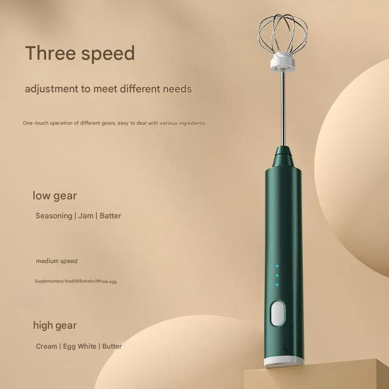 Green Cordless Drink Mixer & Egg Beater with 2 Whisk Heads - USB Powered - Mekamart Australia