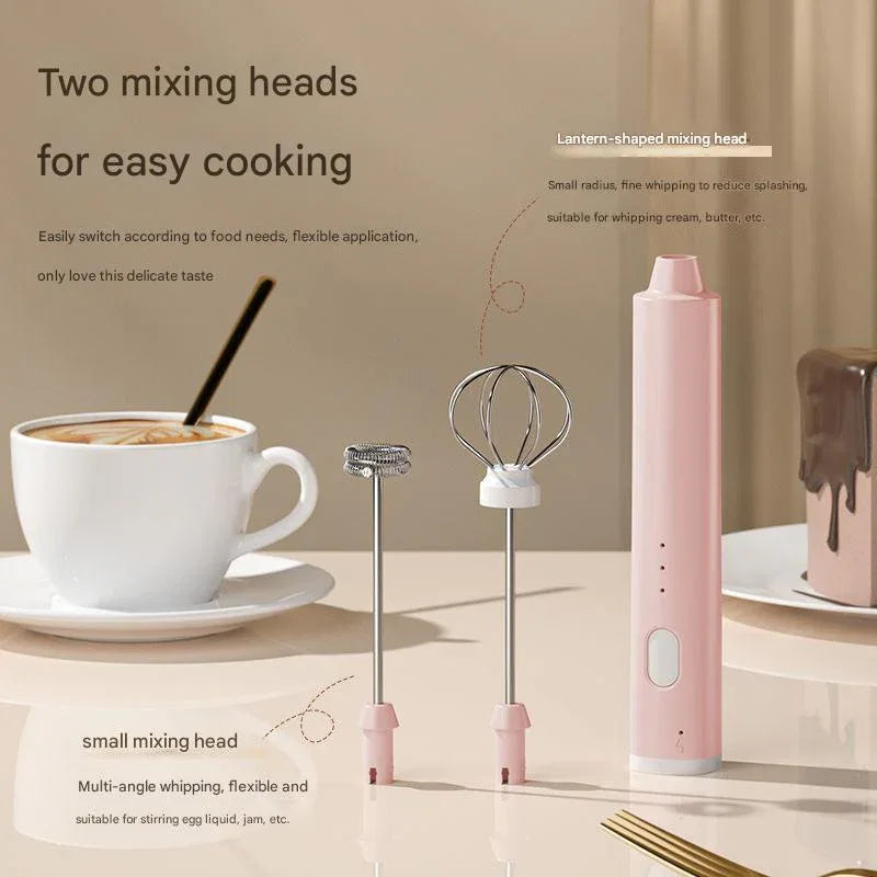 Green Cordless Drink Mixer & Egg Beater with 2 Whisk Heads - USB Powered - Mekamart Australia