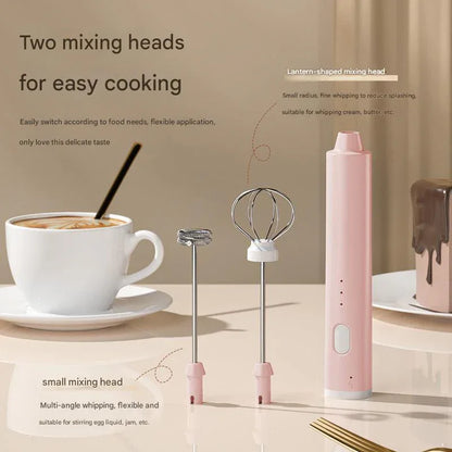 Green Cordless Drink Mixer & Egg Beater with 2 Whisk Heads - USB Powered - Mekamart Australia