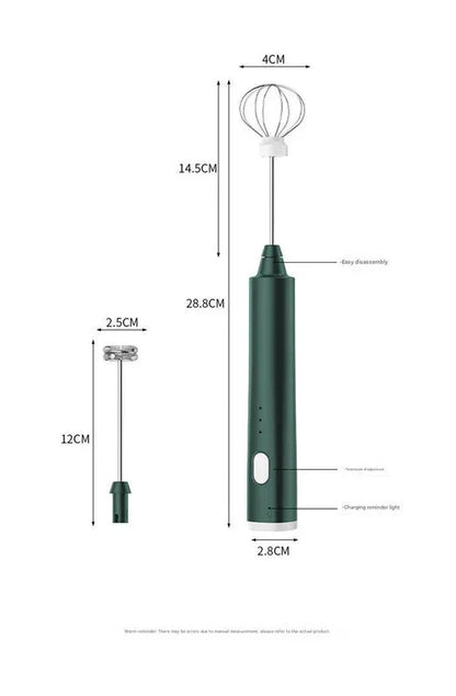 Green Cordless Drink Mixer & Egg Beater with 2 Whisk Heads - USB Powered - Mekamart Australia